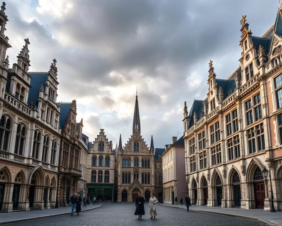 Gotische Fassaden in Rouen, Frankreich