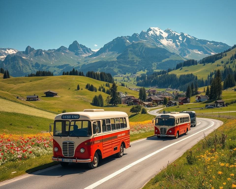 Oldtimer-Postbusse in der Schweiz