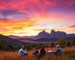 Bergpanorama und Kultur in Boulder, Colorado