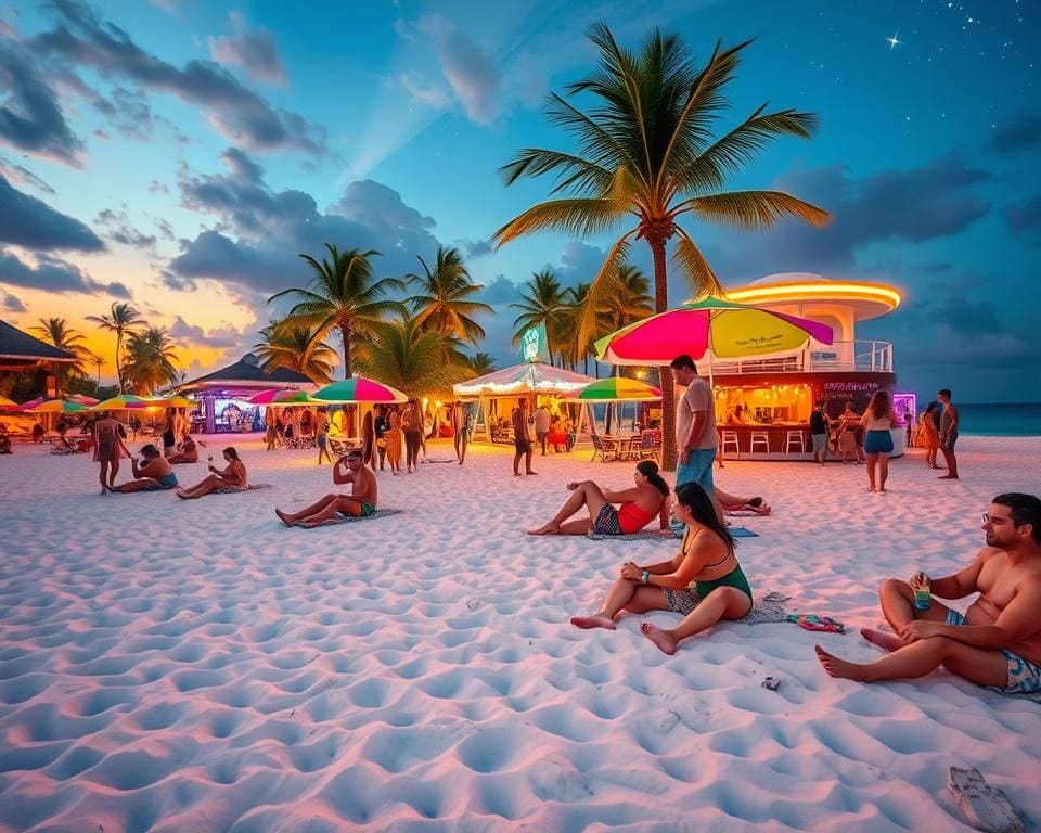 Strand und Nachtleben in Cancun, Mexiko