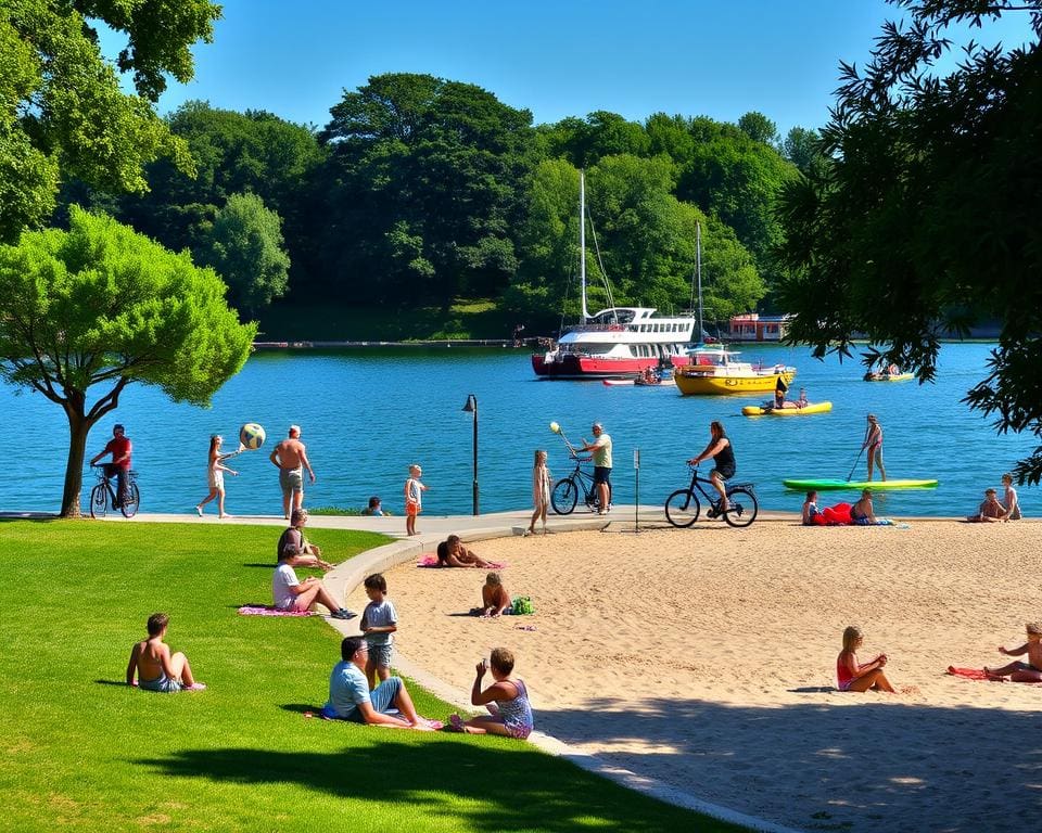 Aktivitäten am Seeufer am Zürichsee