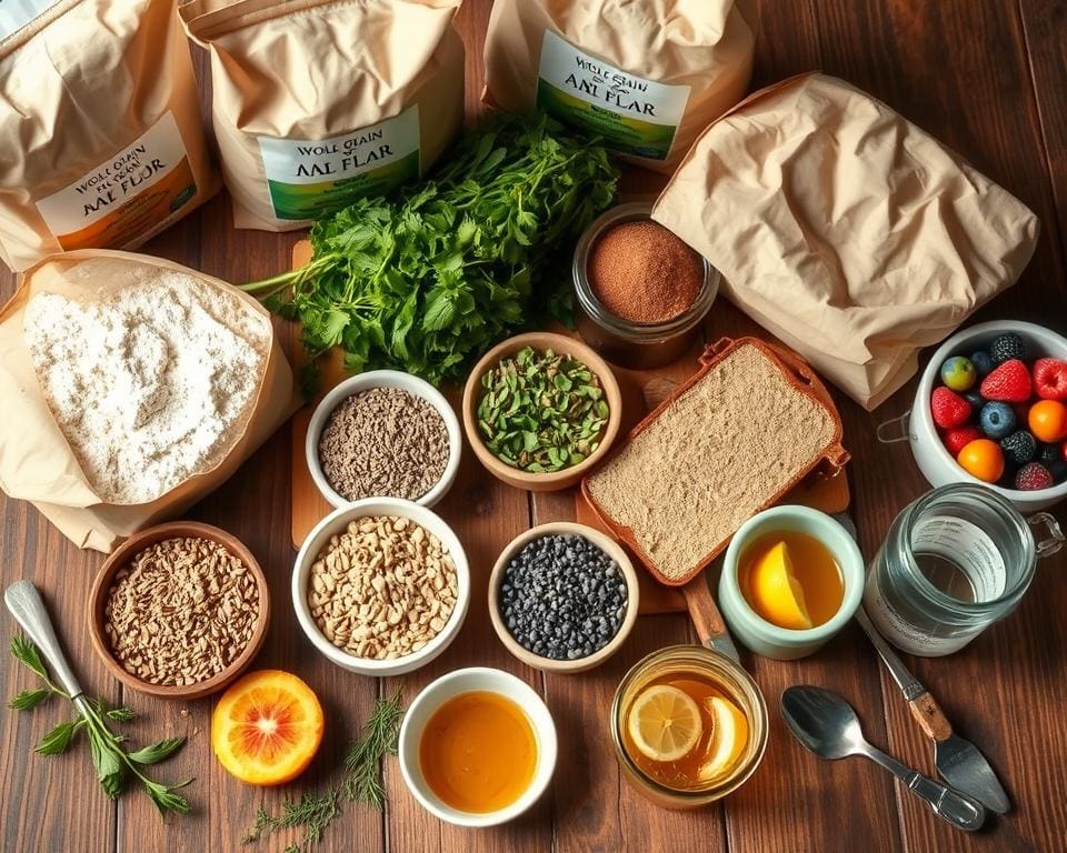 Gesunde Zutaten für Brot