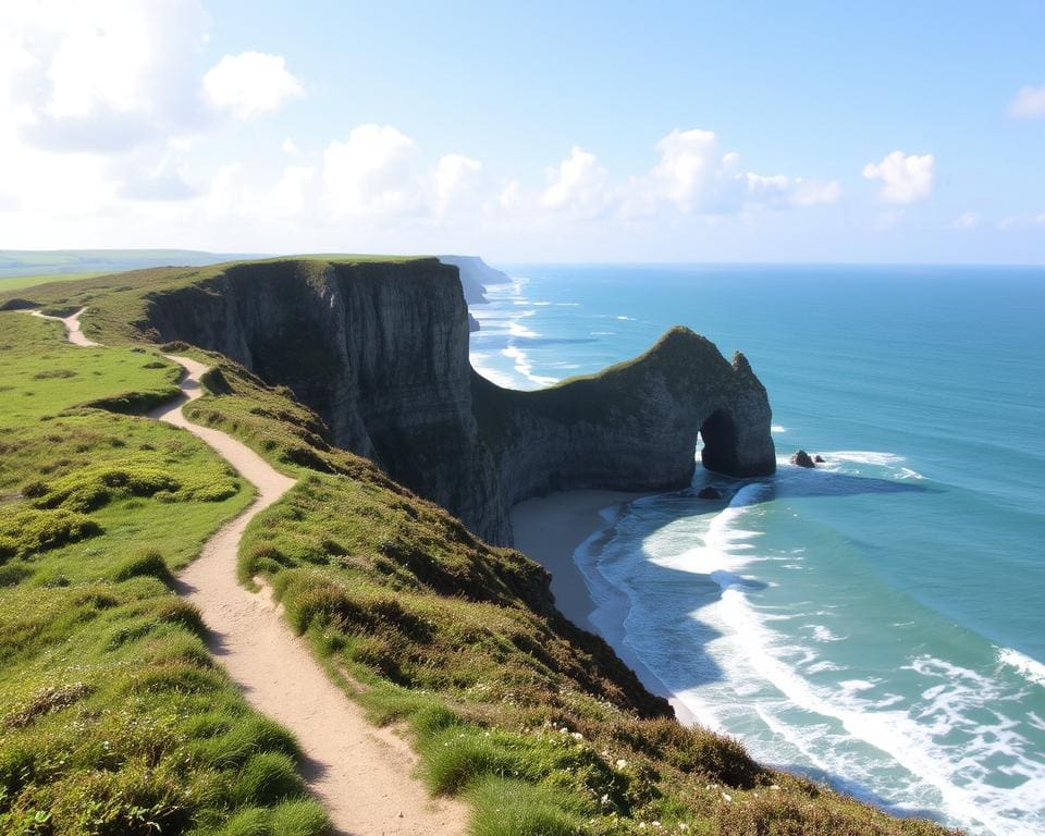 Küstenwanderweg und Felsformationen in Étretat