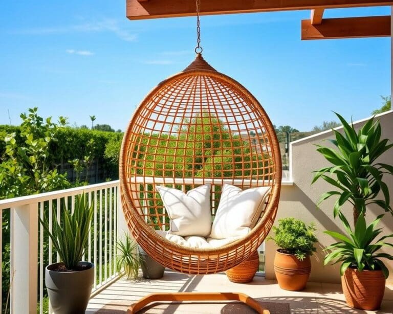 Hängesessel aus Rattan für Terrasse und Balkon