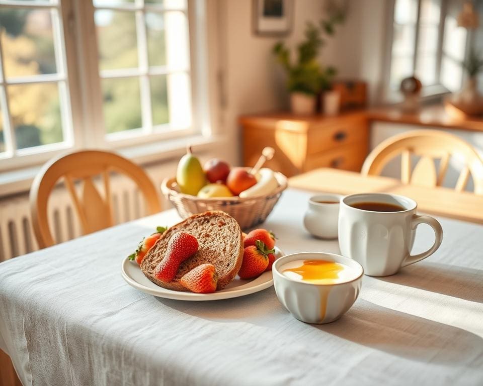 Ernährung und gesundes Frühstück für Morgenproduktivität
