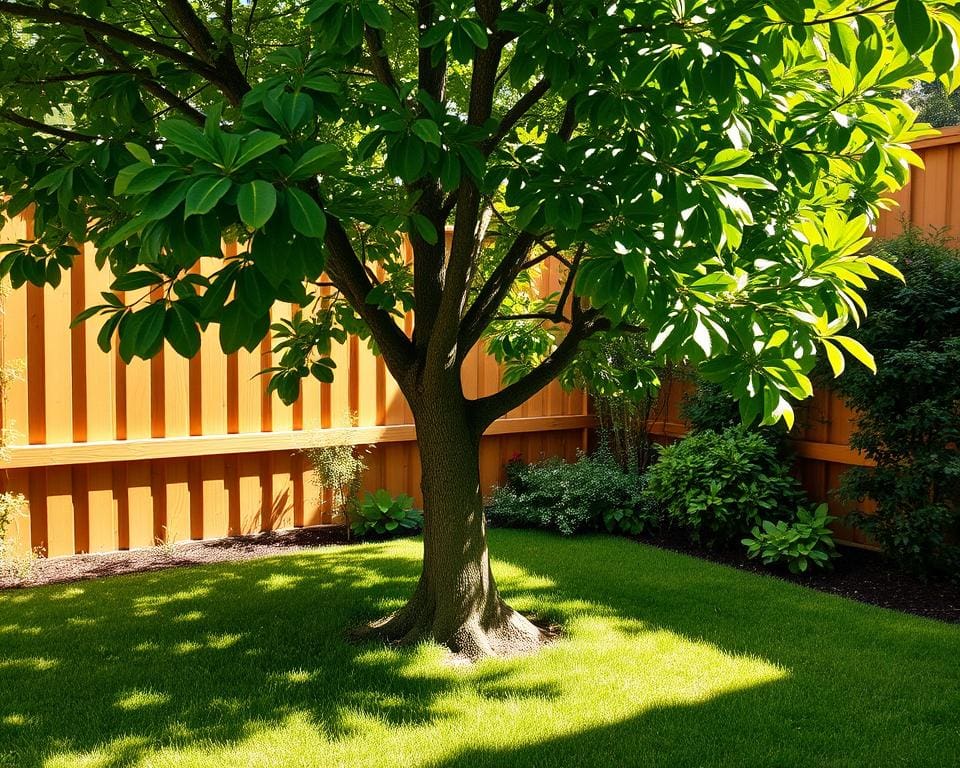 Walnussbaum in kleinem Garten