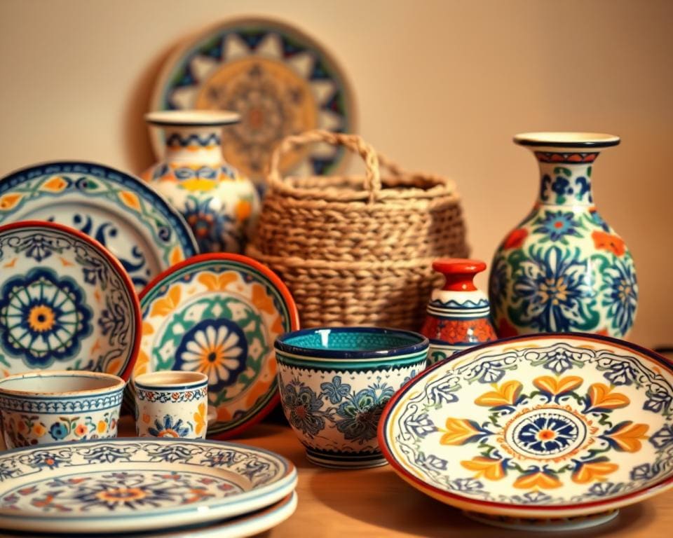 Portugiesische Keramik mit charakteristischen Mustern und Farben
