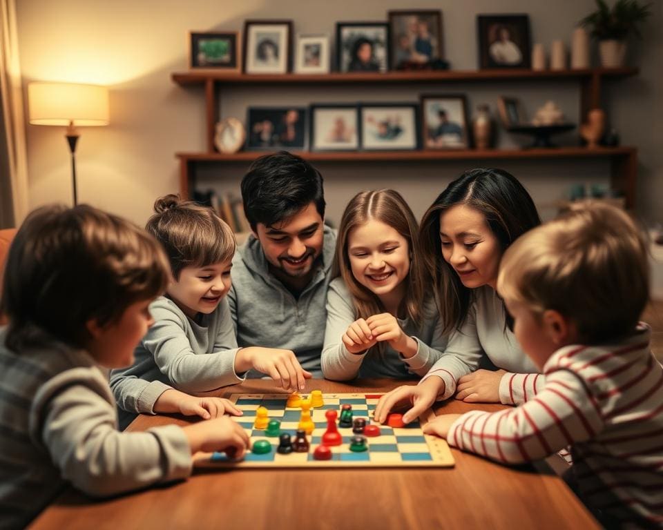Teamarbeit in Familienspielen